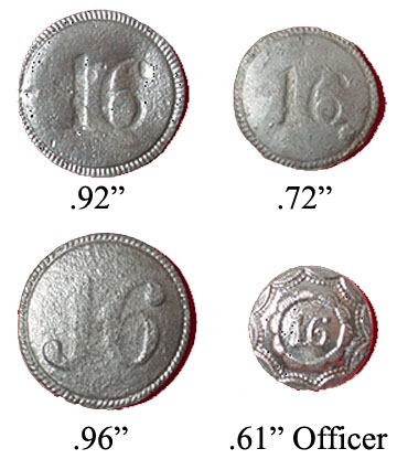 16th Regt Buttons